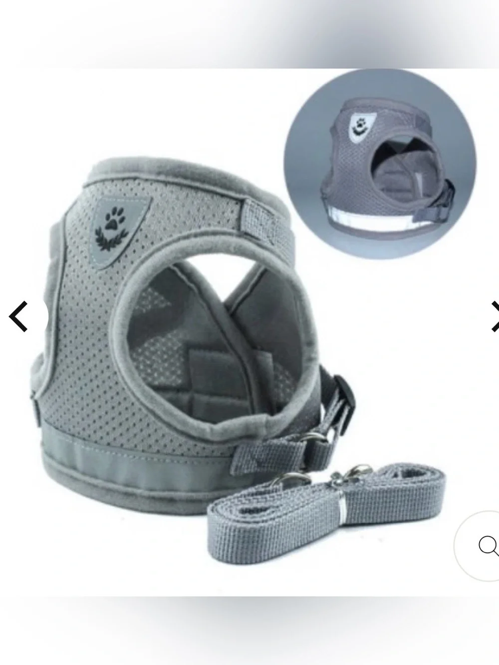 Sz XS PET ARTIST Escape Proof Harness for Dogs/Cats Gray Adjustable Straps Leash